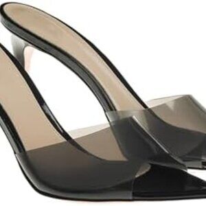 Women's Clear Pointed Toe Open Heel Slip On Sandals Elegant Summer Shoes